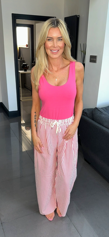 Stripped trouser pink