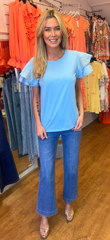 Frill tshirt blue