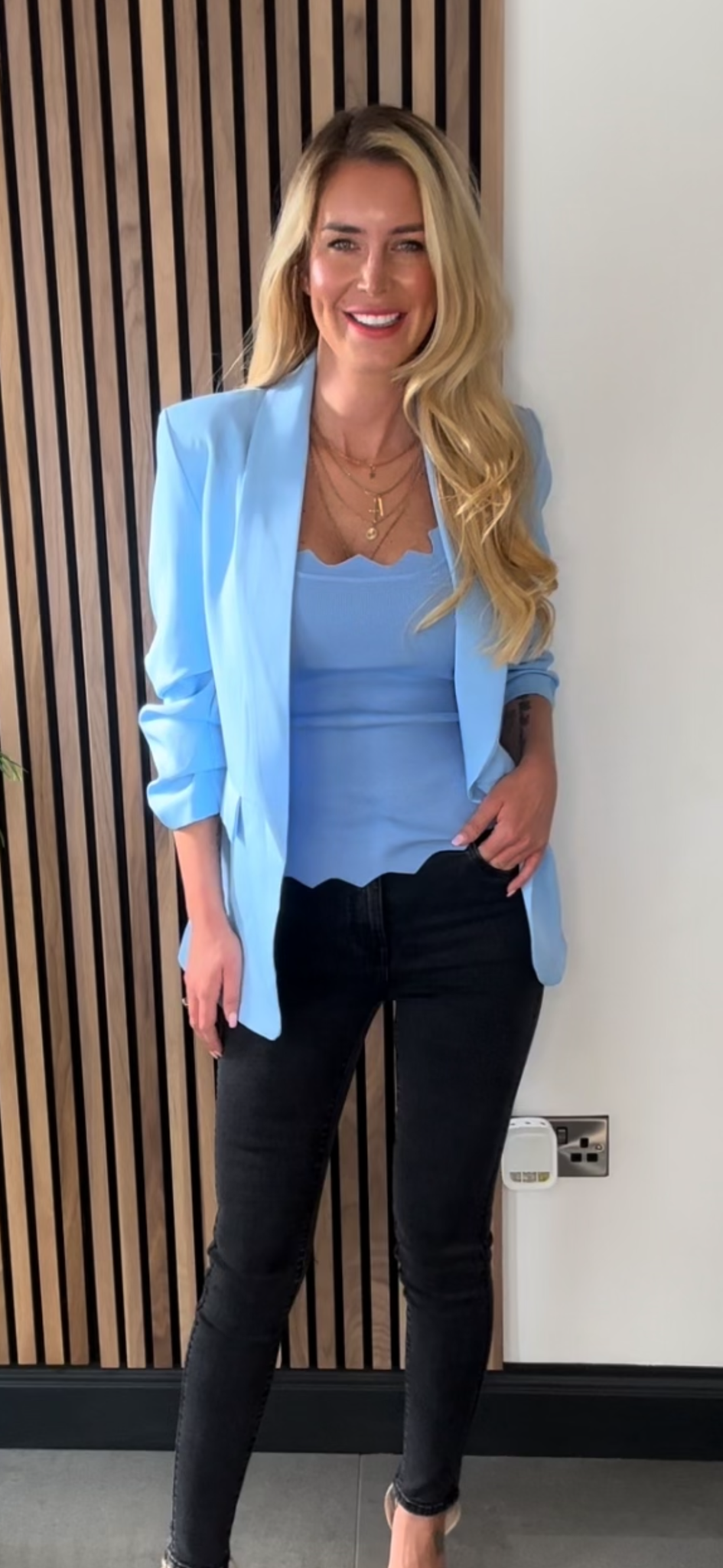 Blazer ruched sky blue