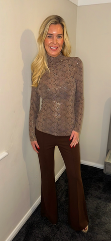 Brown flare trousers