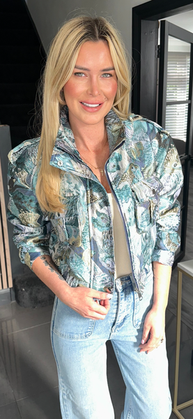 Paisley bomber jacket blue