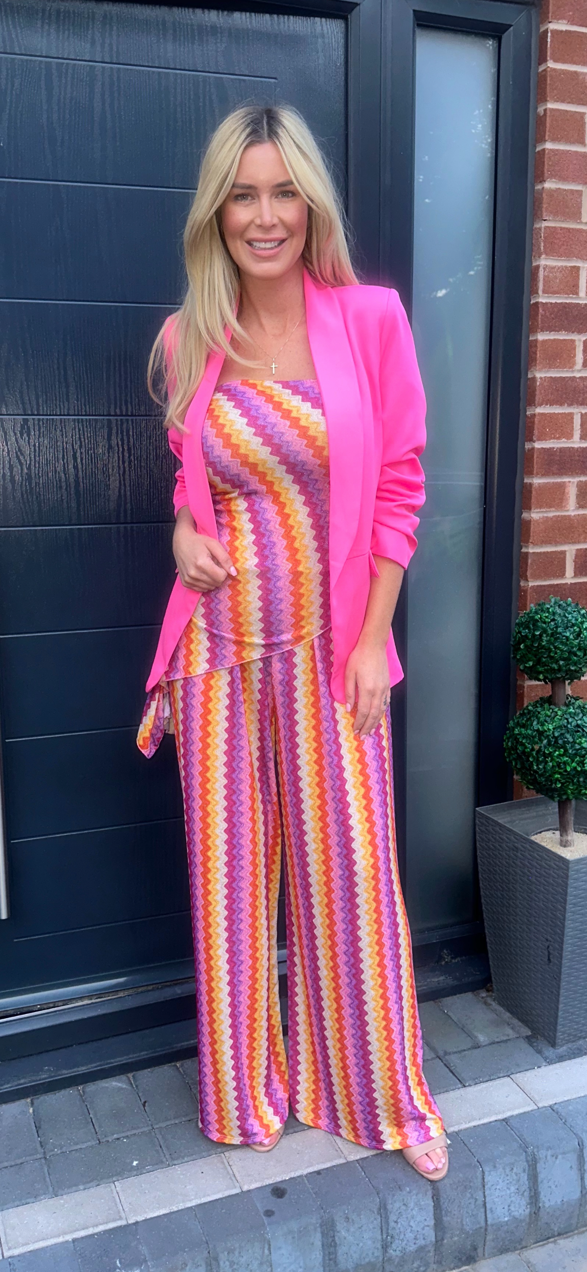 Fushia pink ruched blazer
