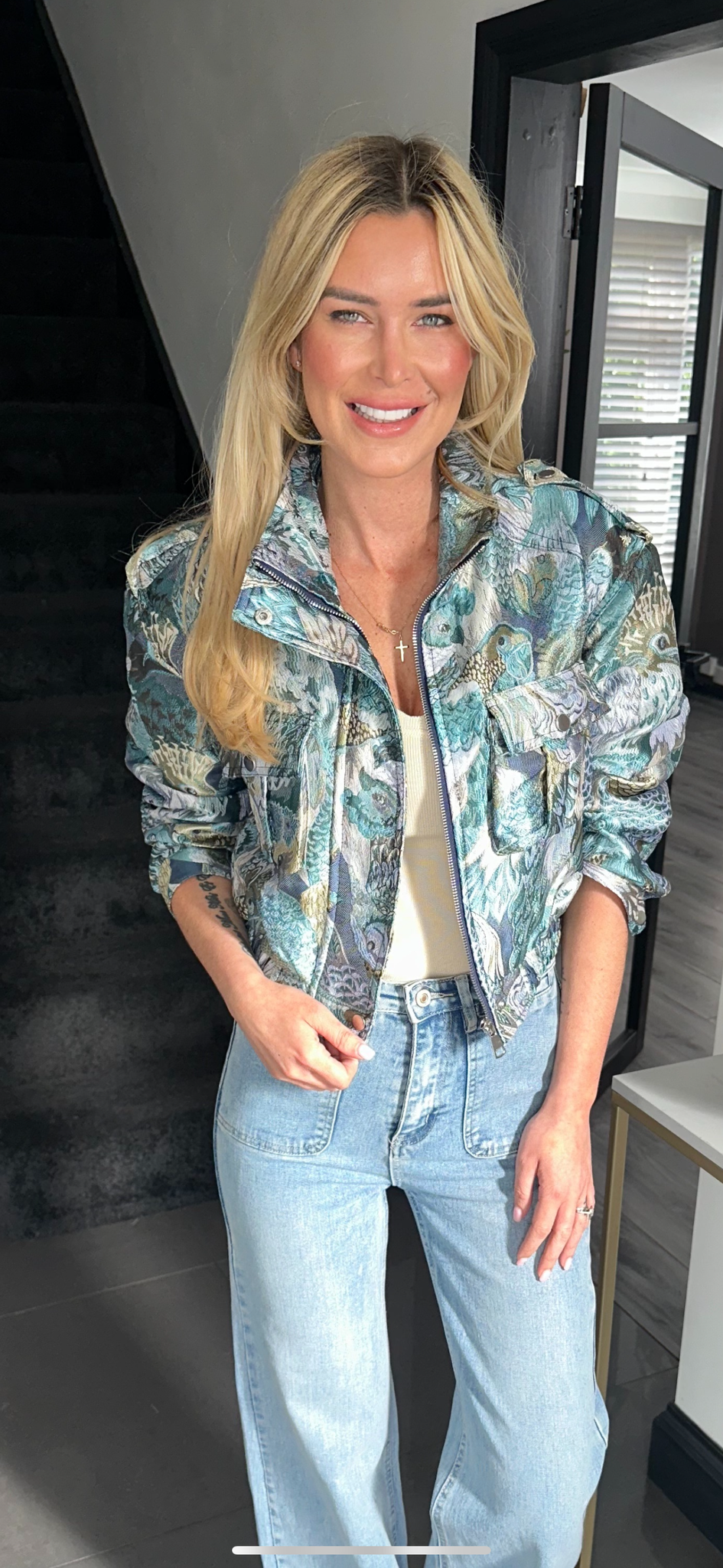 Paisley bomber jacket blue