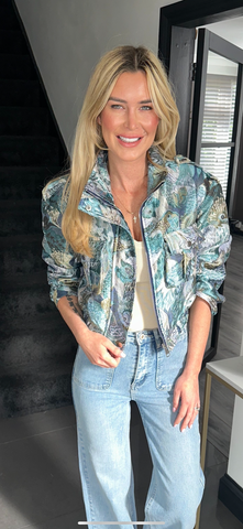Paisley bomber jacket blue