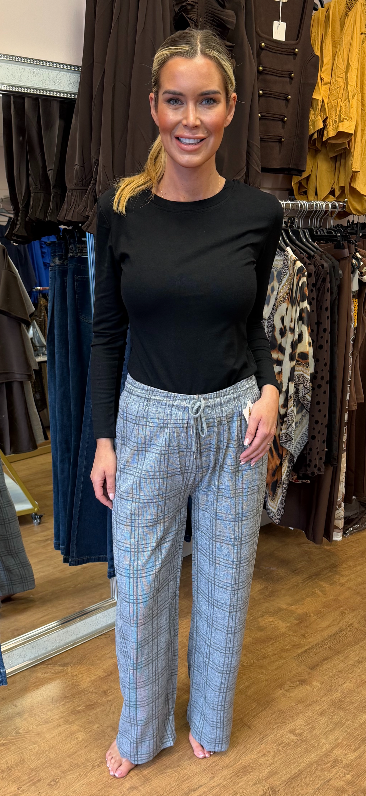 LOLA trousers checked grey