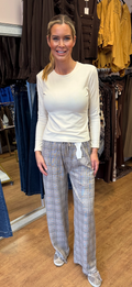 LOLA trousers checked taupe