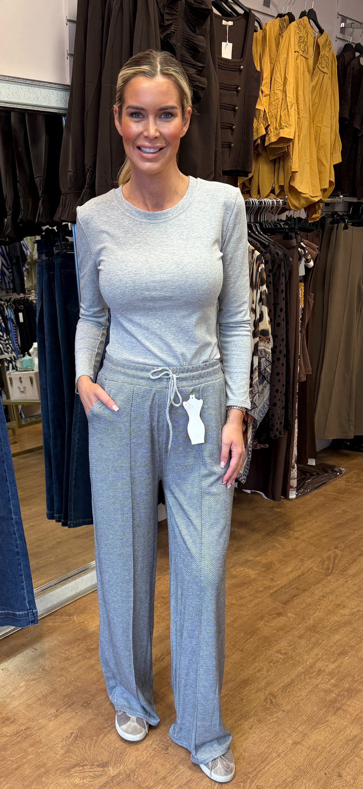 LOLA trousers herringbone grey