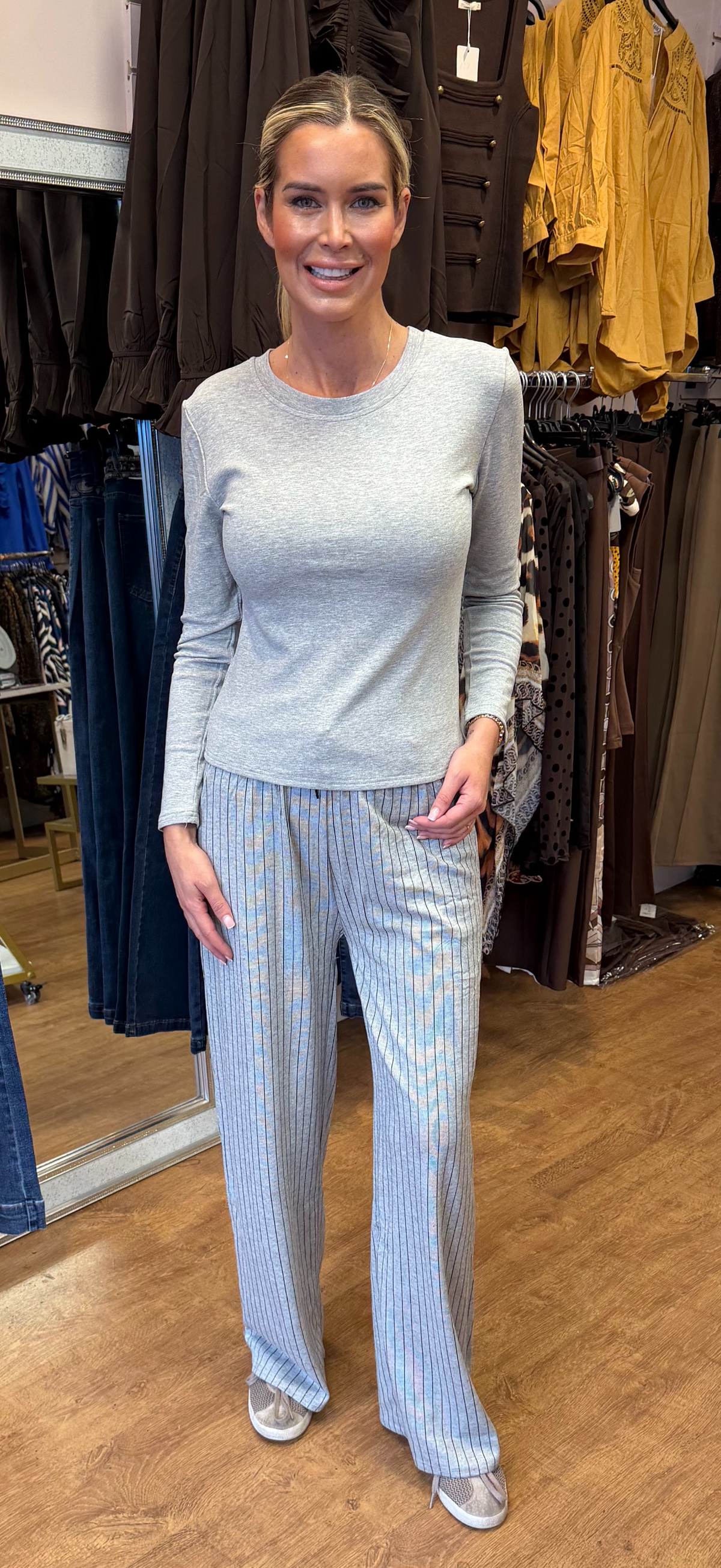 LOLA trousers pin stripe grey