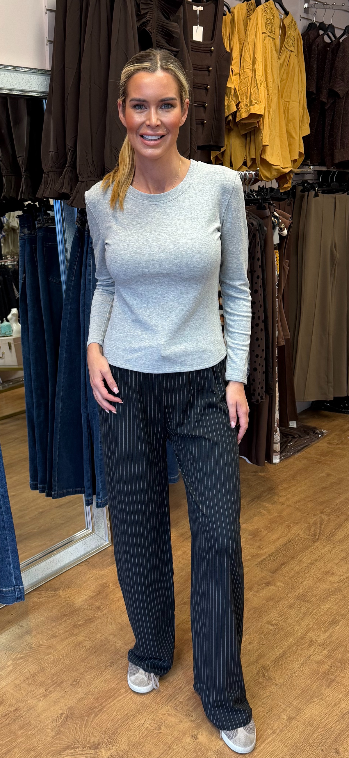 LOLA trousers pin stripe black