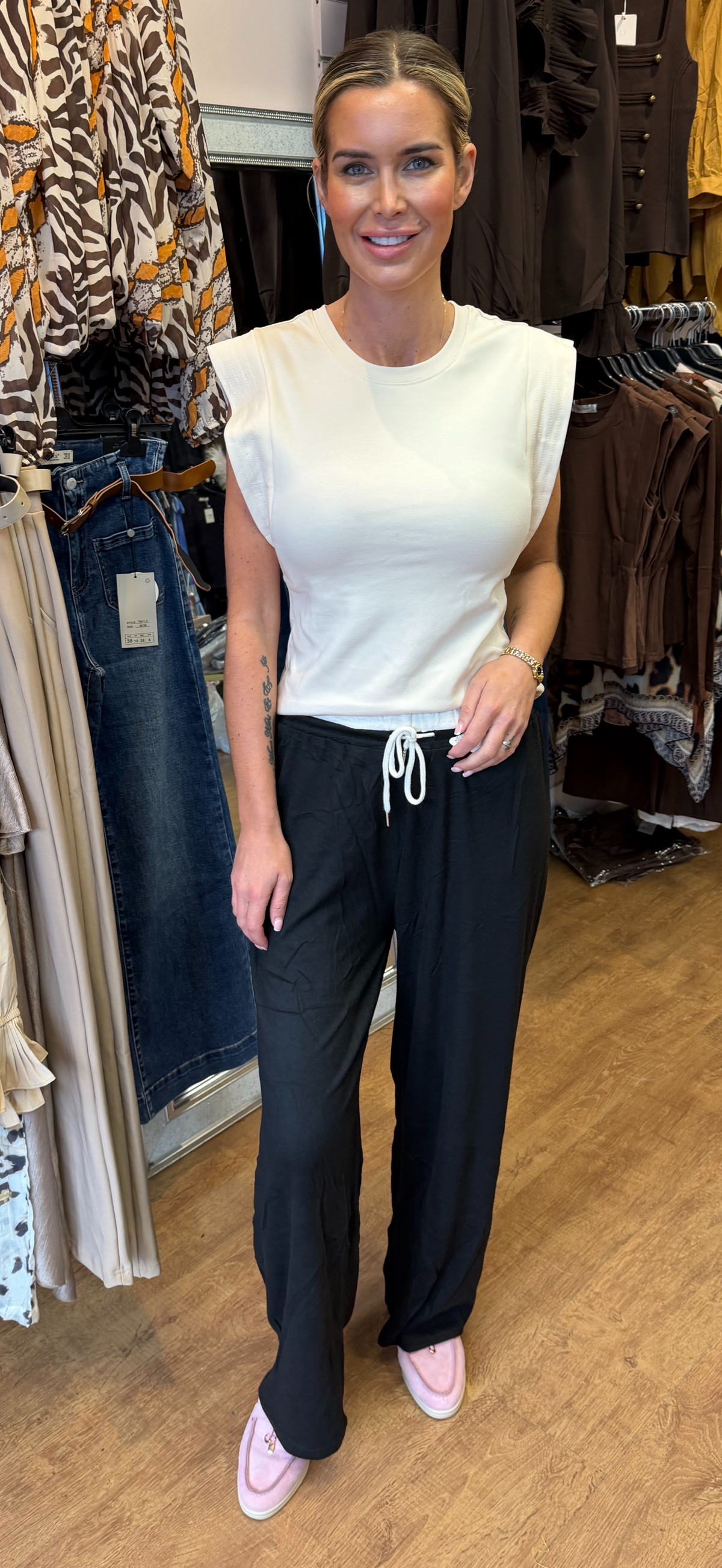 LOLA trousers two tone black