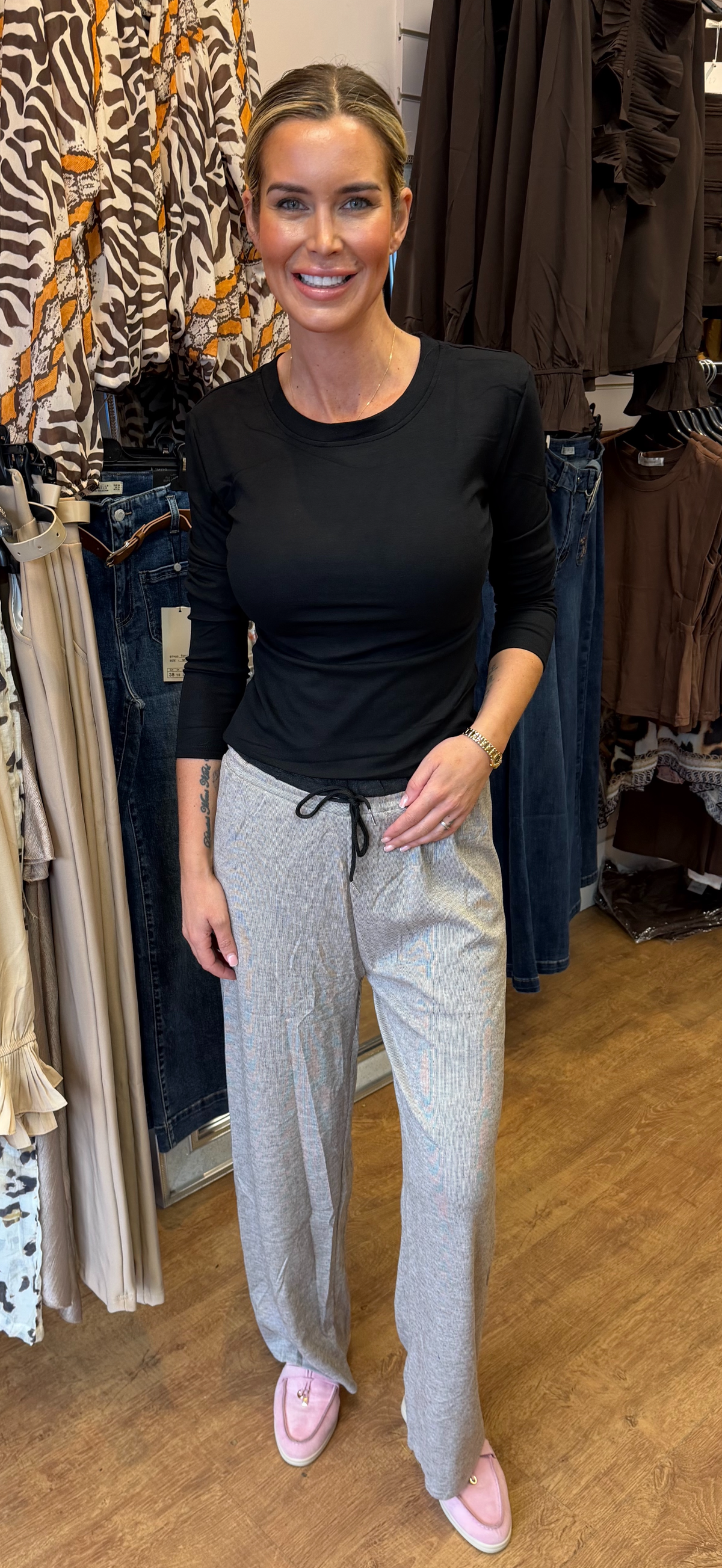 LOLA trousers two tone taupe