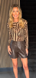 Brown leather short