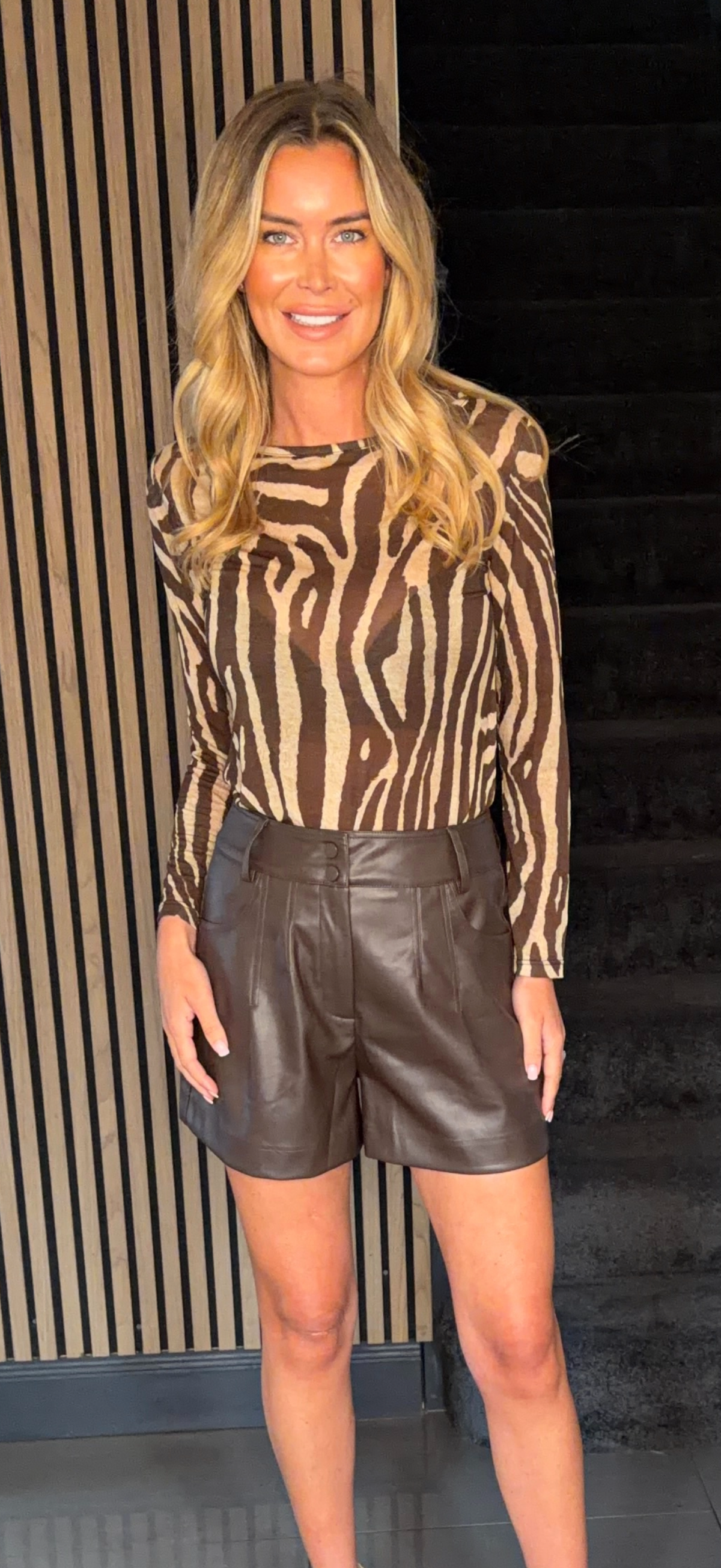 Brown leather short