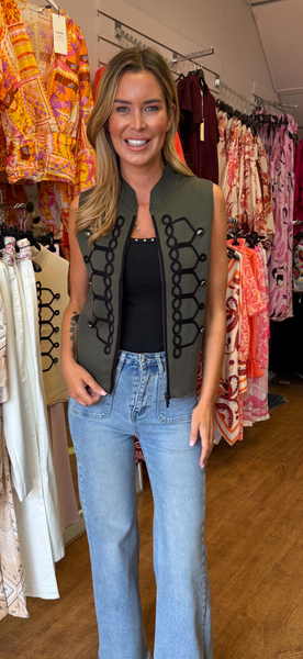 MILITARY waist-jacket / top khaki