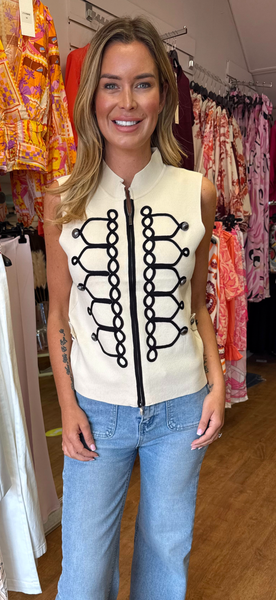 MILITARY waist-jacket / top cream
