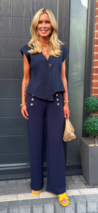 Gold button trouser navy