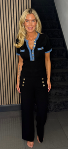 Gold button trouser black