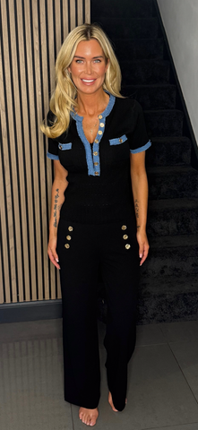 Gold button trouser black
