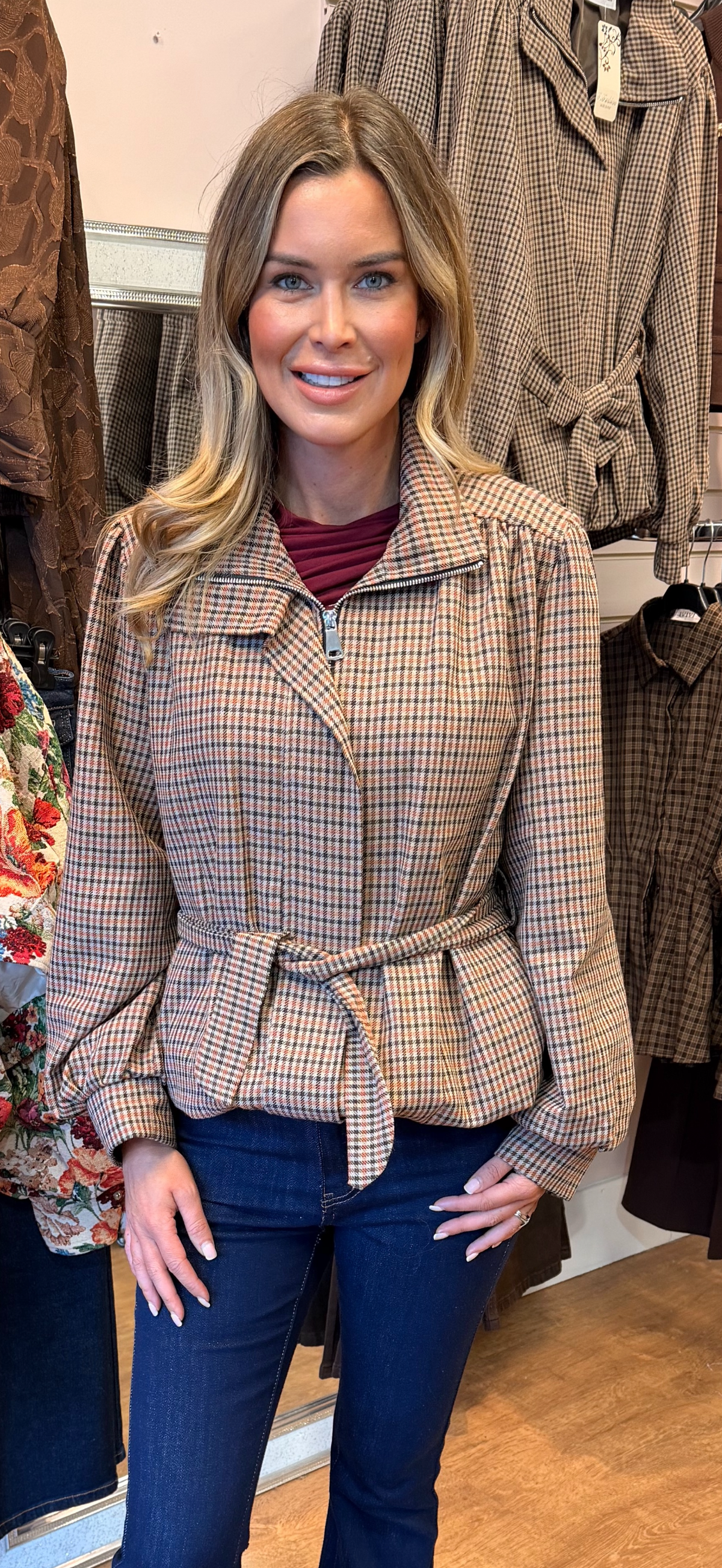 Checked jacket rust