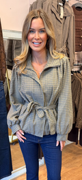 Checked jacket khaki