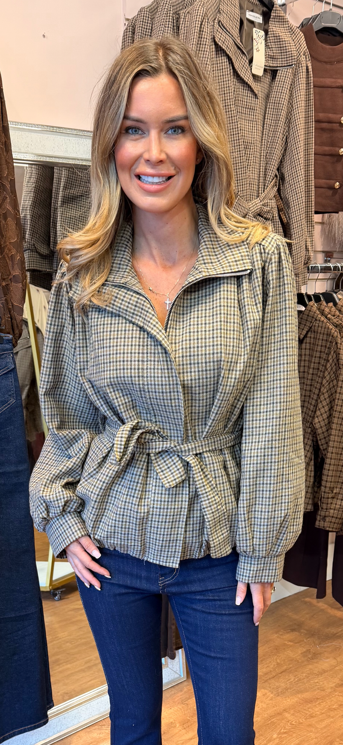 Checked jacket khaki