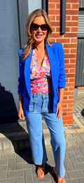 Royal blue ruched blazer