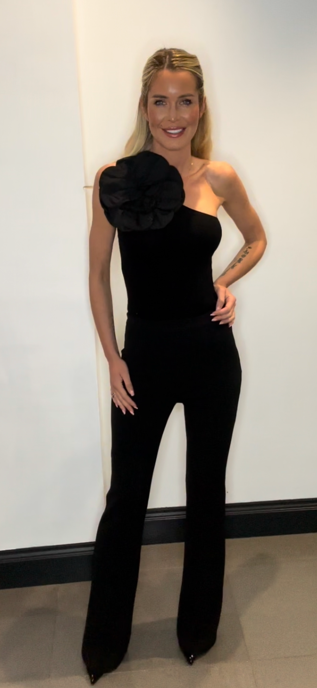 Black flare trousers