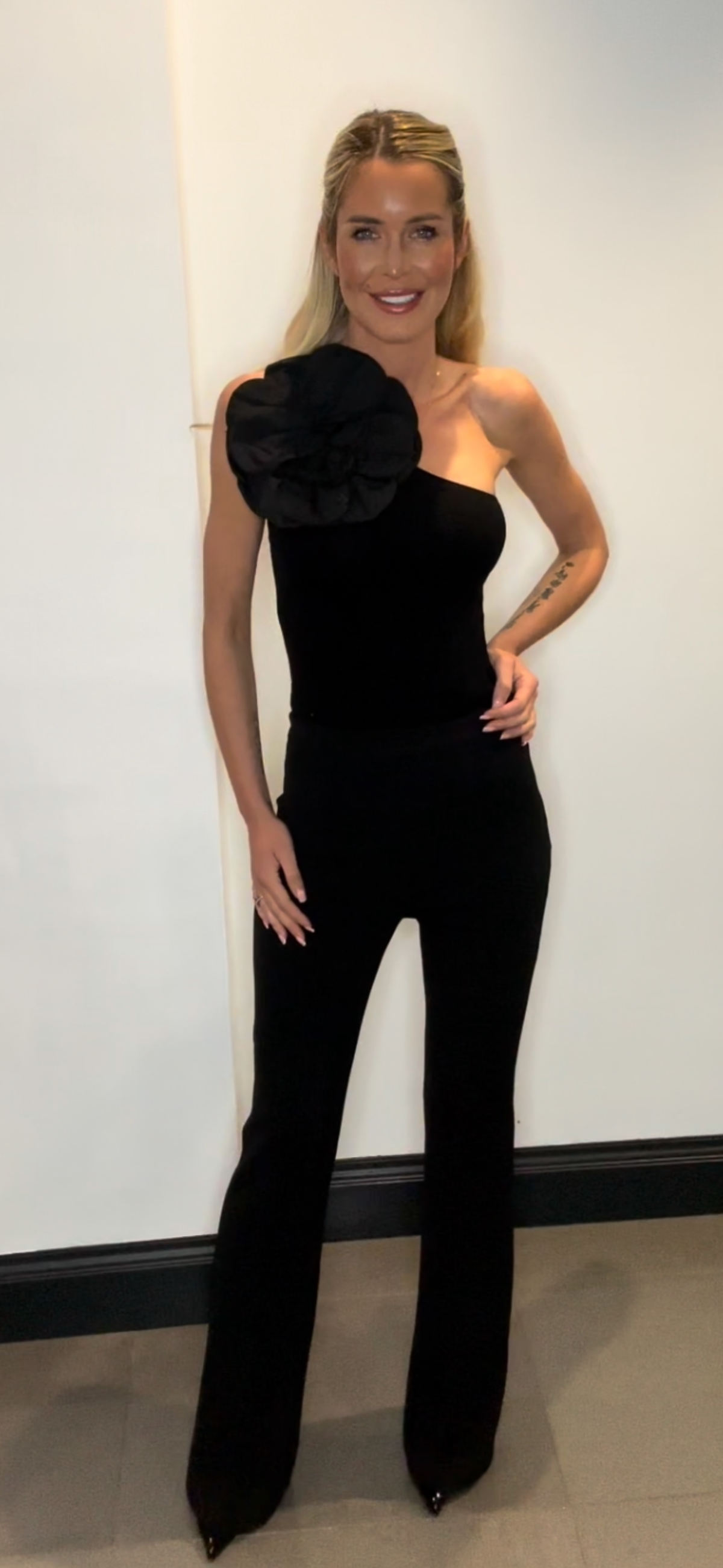 Black flare trousers