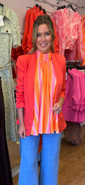 Coral ruched blazer