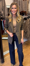 Taupe gold button blazer