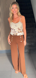Gold button trouser brown