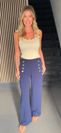 Gold button trouser navy