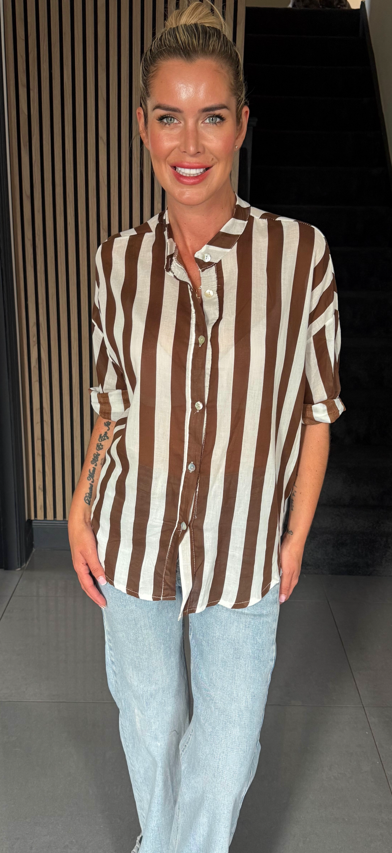 Striped shirt brown