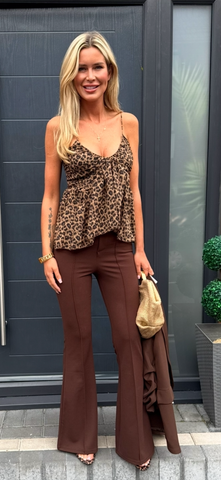 Brown flare trousers