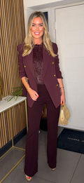 Wine flare trousers