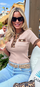 Leopard tshirt beige