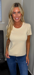 RHINESTONE tshirt cream