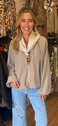 ROSIE jacket with neck scalf, taupe