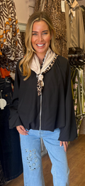 ROSIE jacket with neck scalf, black