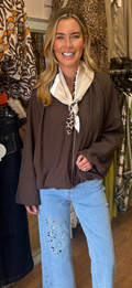 ROSIE jacket with neck scalf, brown