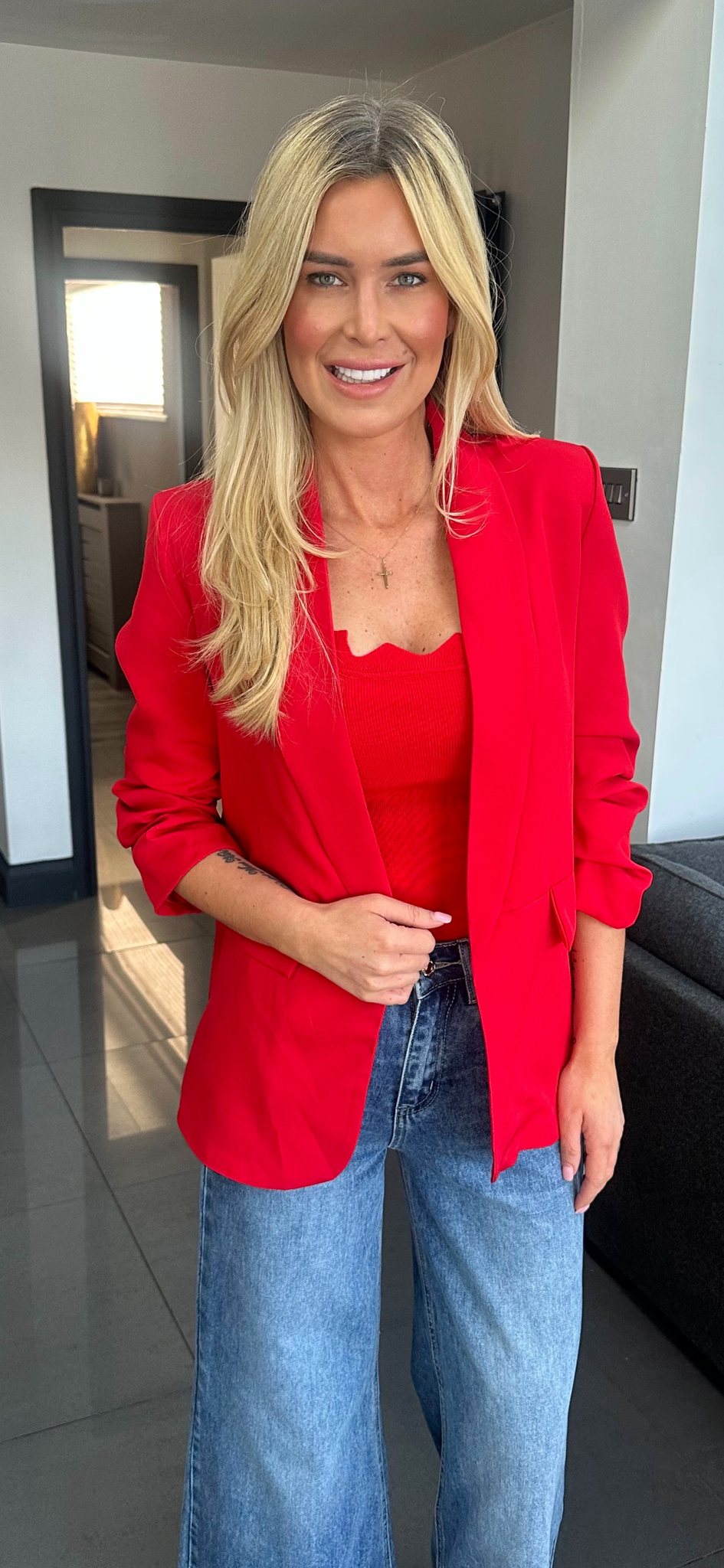 BLAZER ruched red