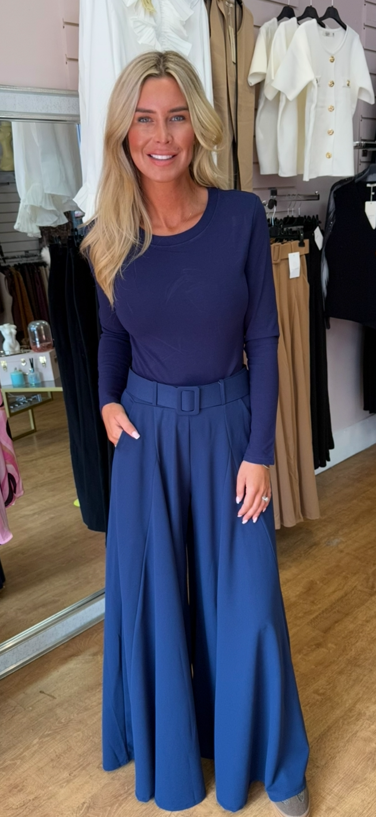 PALAZZO TROUSERS navy