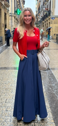 Red top/ cardigan