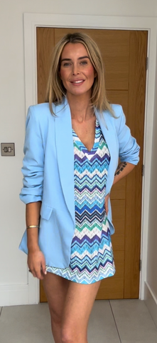 Sky blue ruched blazer