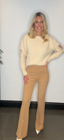 Camel flare trousers