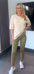 Khaki ribbed legging