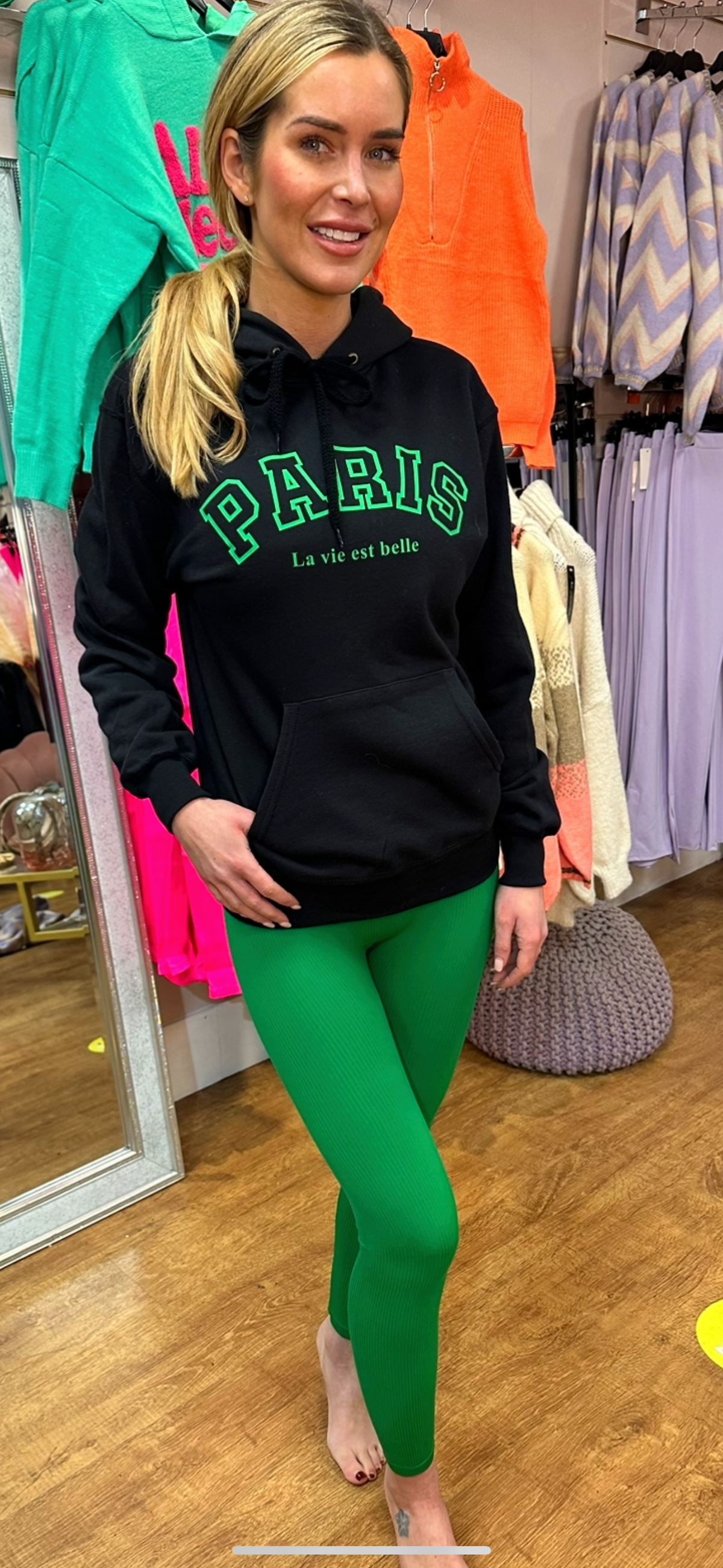 PARIS hoodie black/green