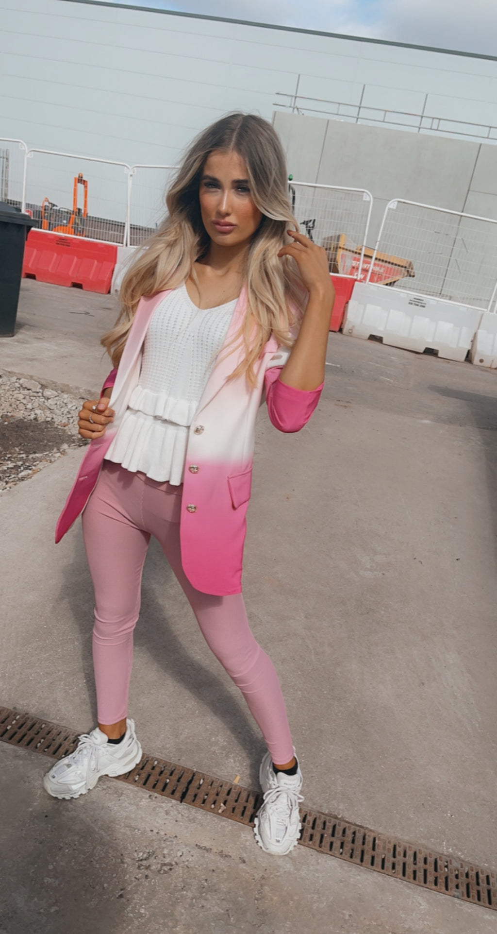Pink ribbed legging