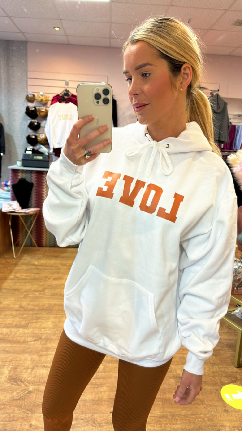 LOVE white/tan hoodie
