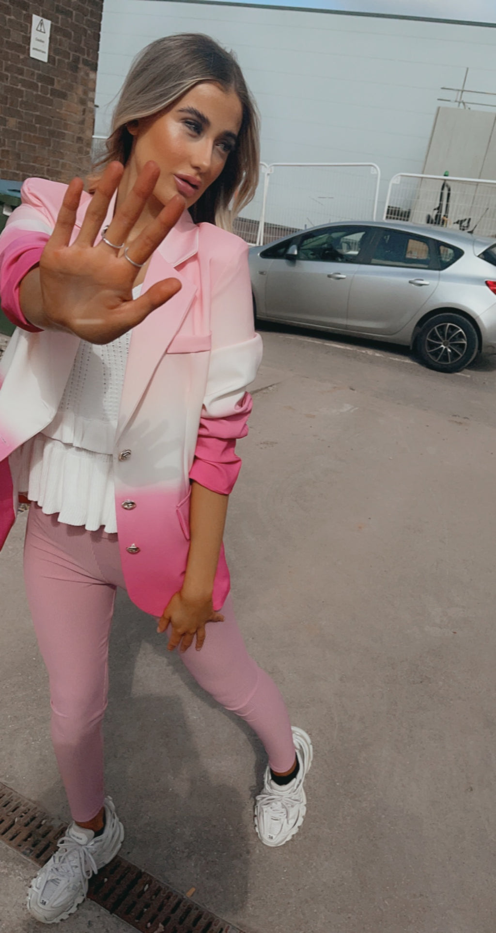 Pink ribbed legging